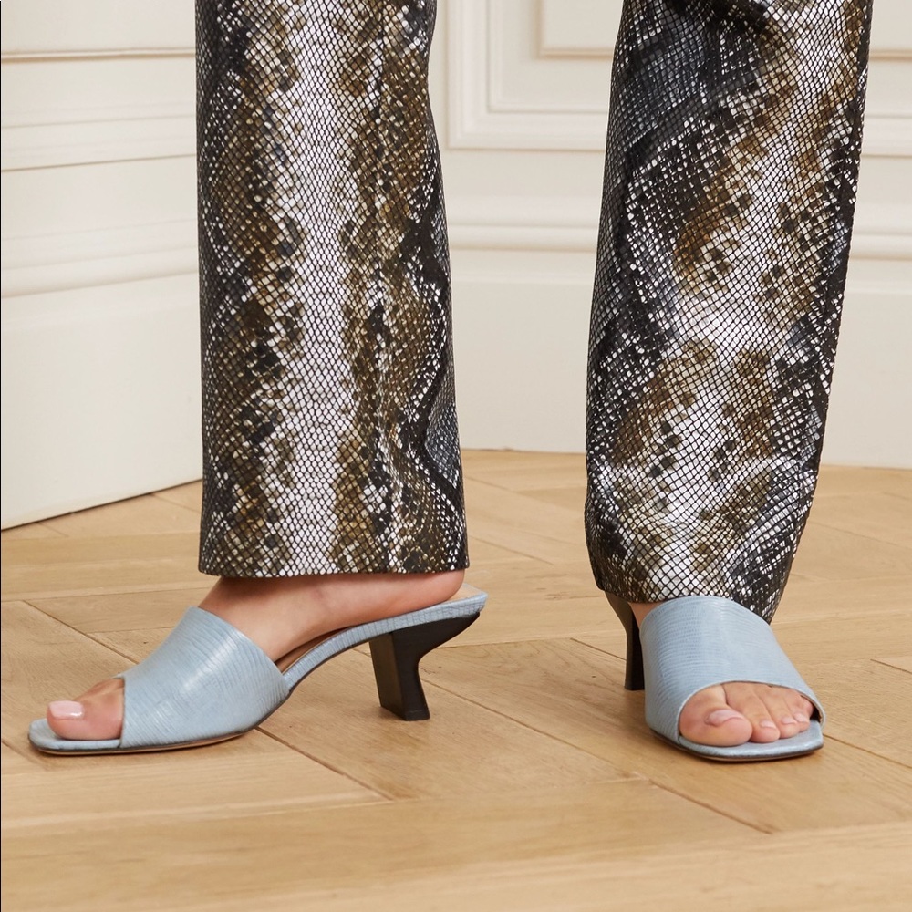 BY FAR Lily lizard-effect leather mules